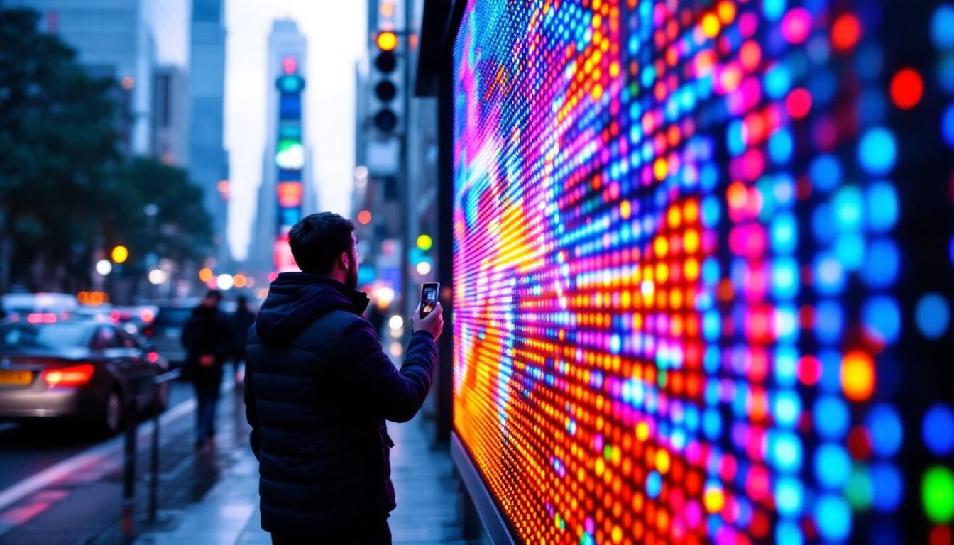 A photograph of capture a photograph of a vibrant led display in action