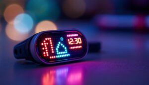 A photograph of capture a photograph of a close-up shot of a mini snap clip with its led display illuminated