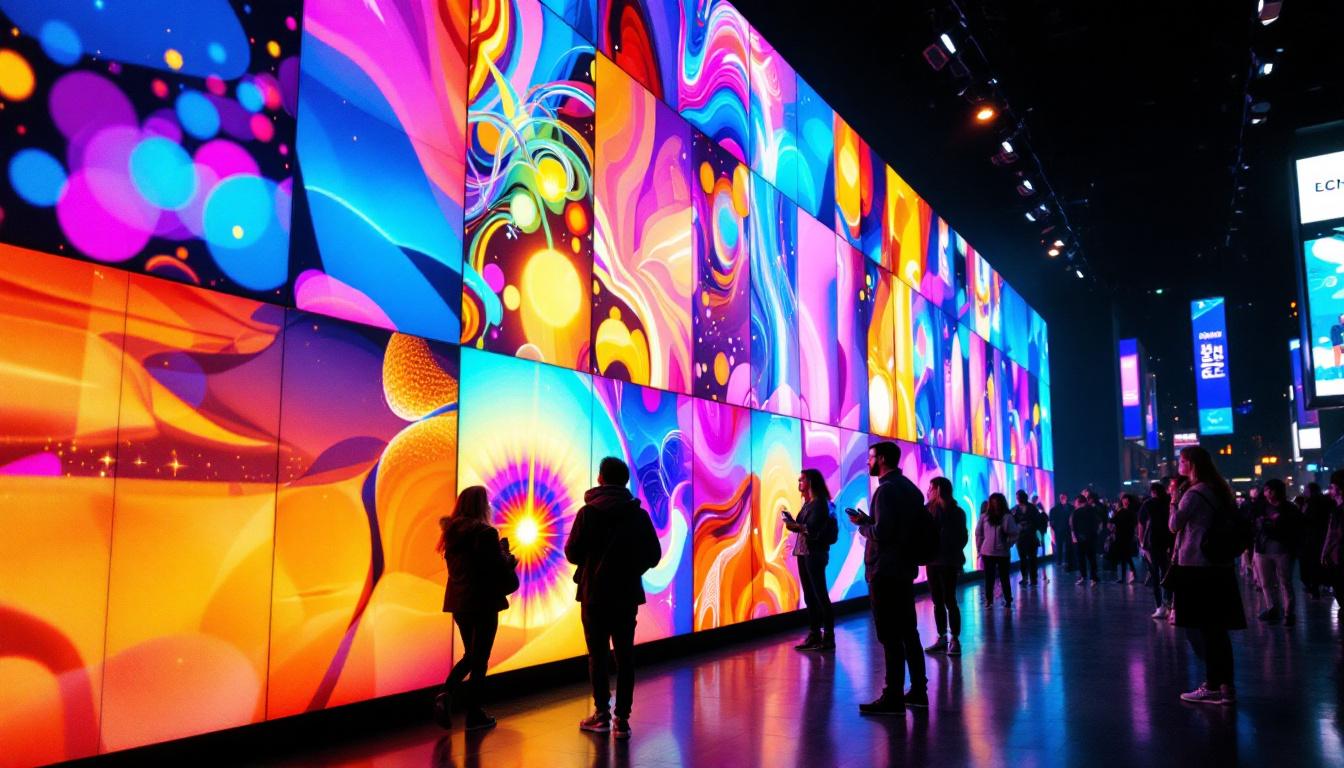 A photograph of a vibrant led display in action