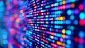 A photograph of a close-up view of an led display screen