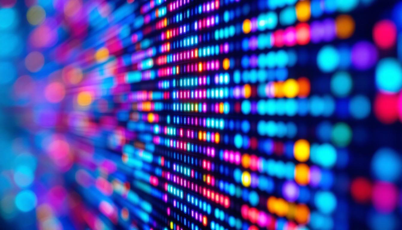 A photograph of a close-up view of an led display screen