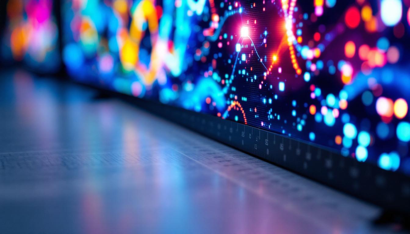 A photograph of a close-up of a high-resolution led display showcasing vibrant colors and detailed images