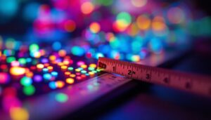A photograph of capture a photograph of a close-up view of an led display showcasing vibrant colors and pixel details