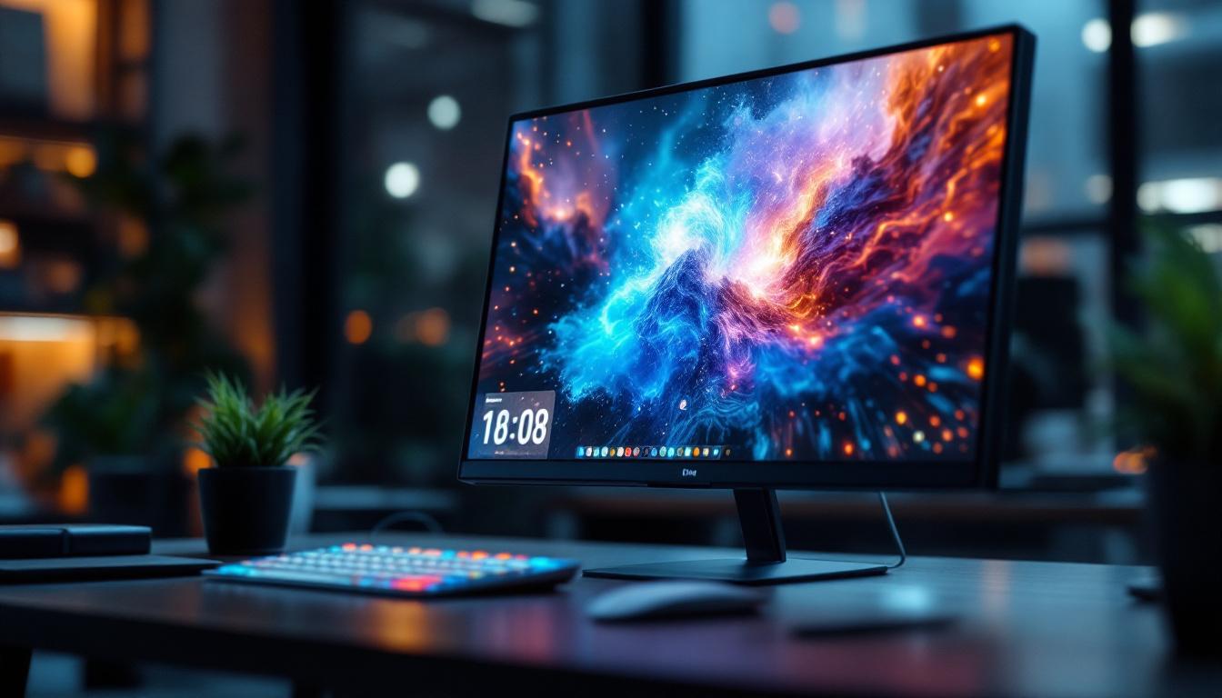 A photograph of a sleek mobile monitor in use
