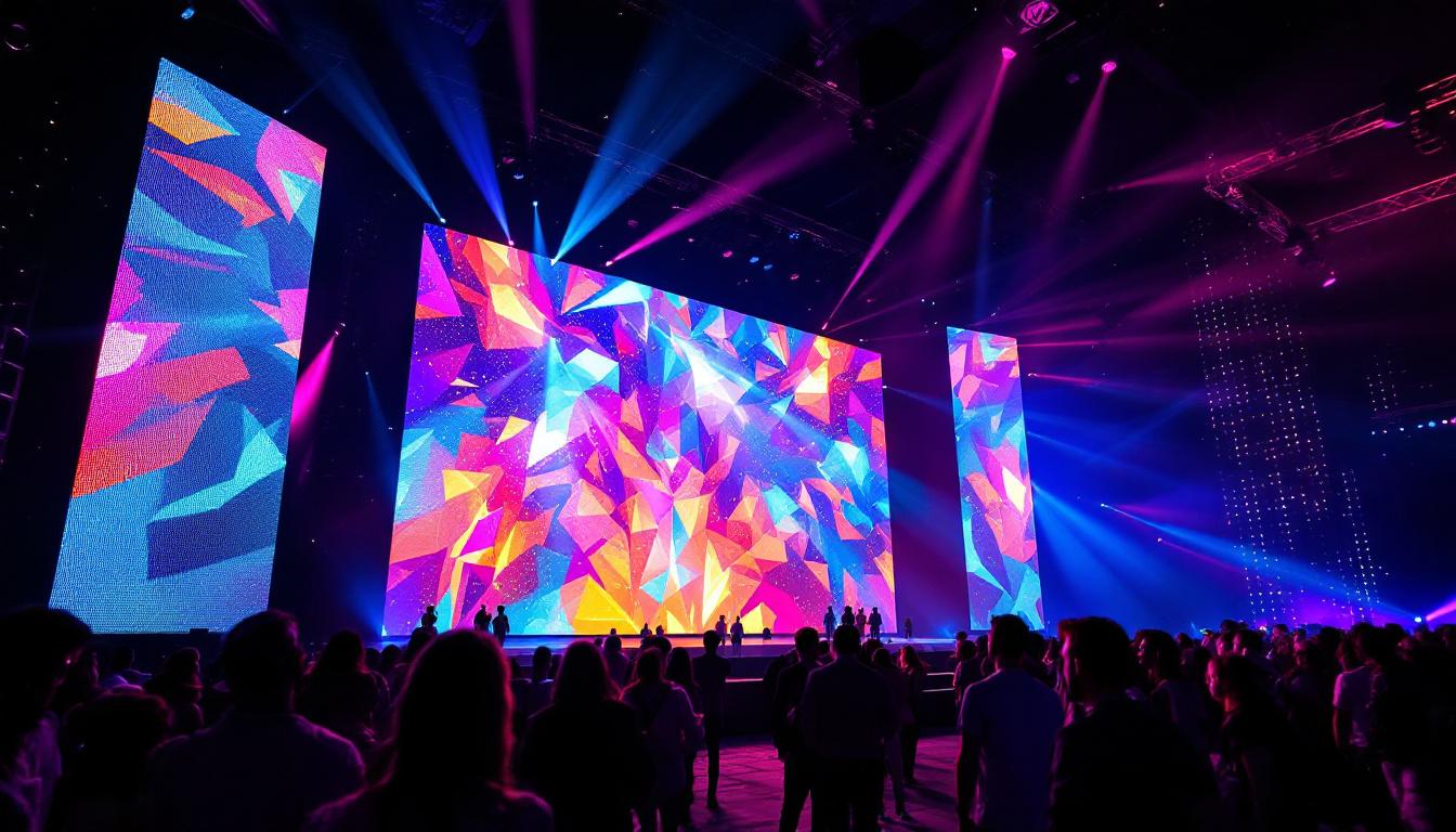 A photograph of a vibrant led display in action at an event