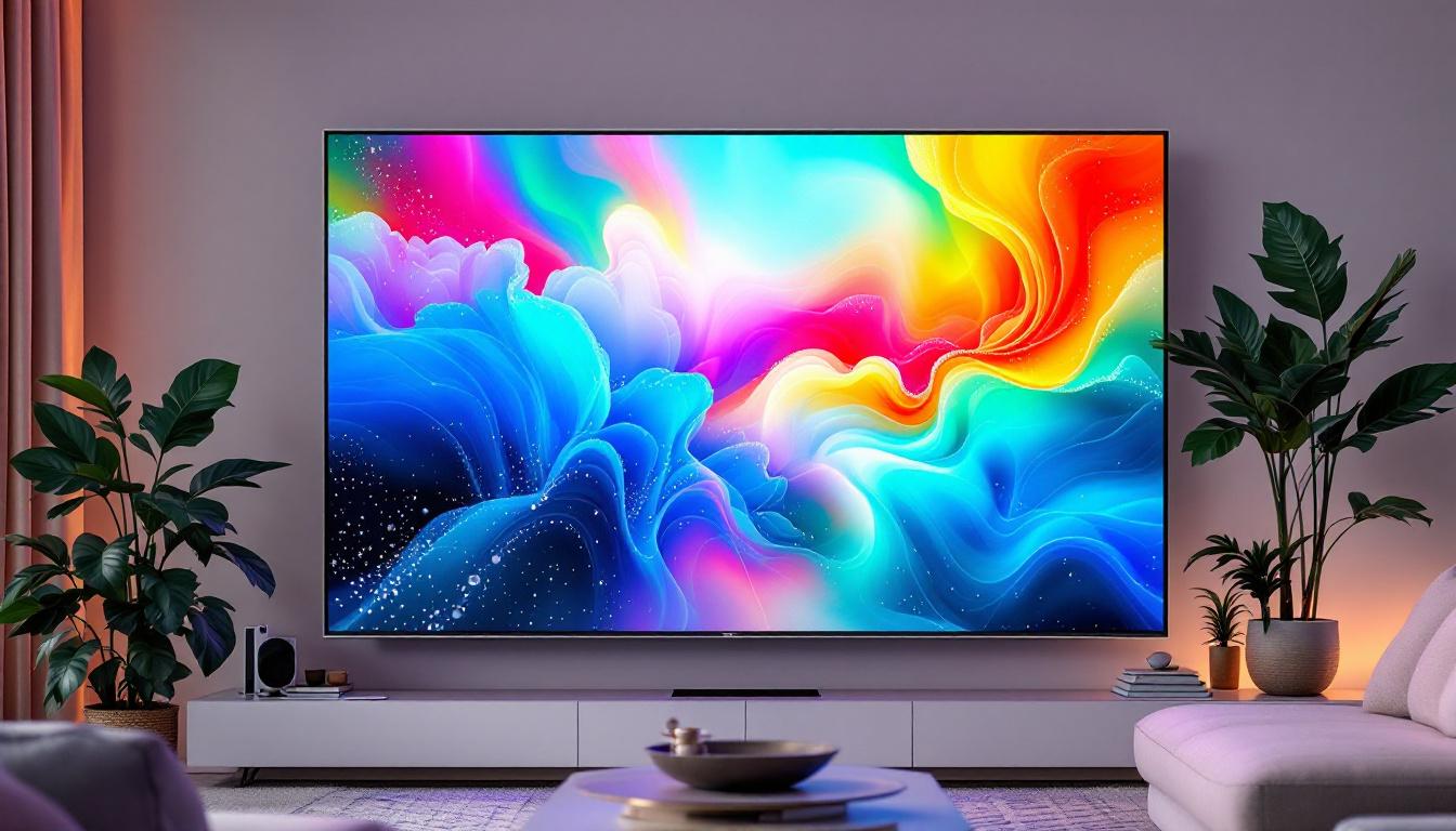 A photograph of a vibrant led display in a home setting