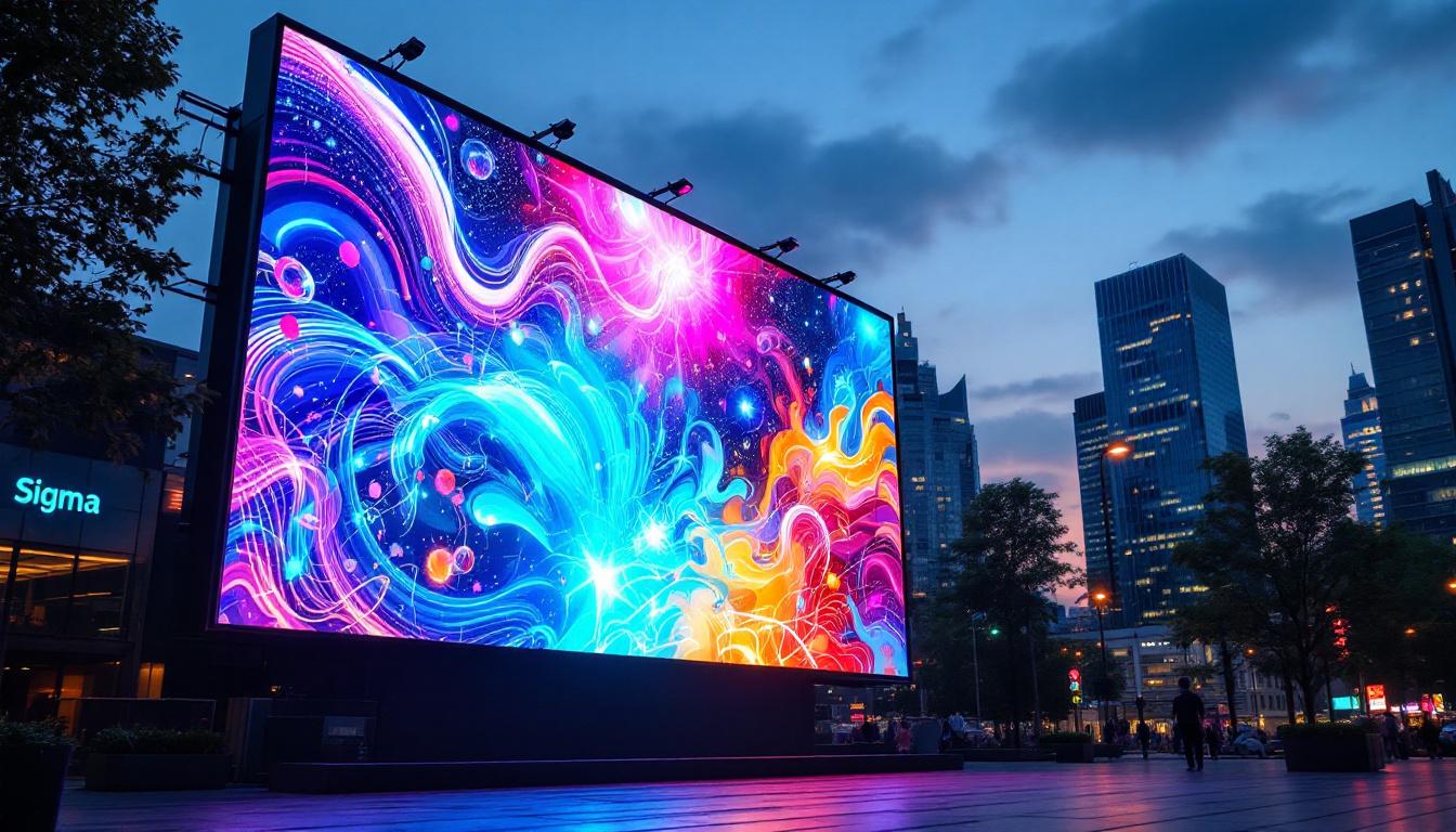 A photograph of a vibrant outdoor led display in use