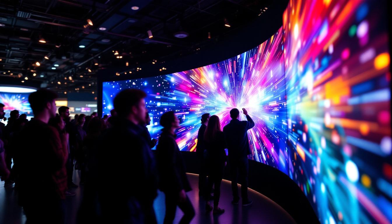 A photograph of a vibrant led panel video wall in action