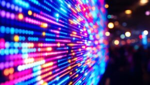 A photograph of capture a photograph of a vibrant led video panel in use