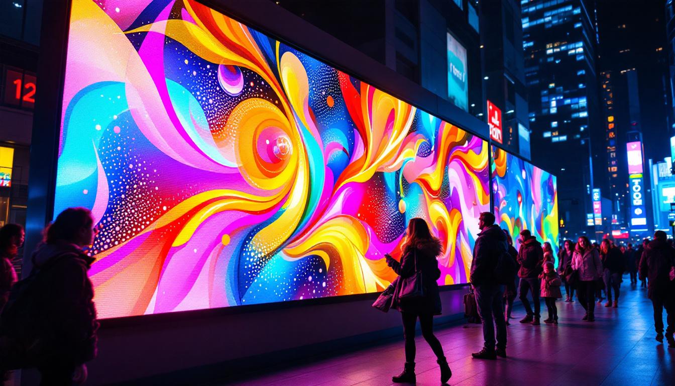 A photograph of a vibrant outdoor led panel display in action