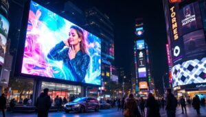 A photograph of a vibrant outdoor led screen in action