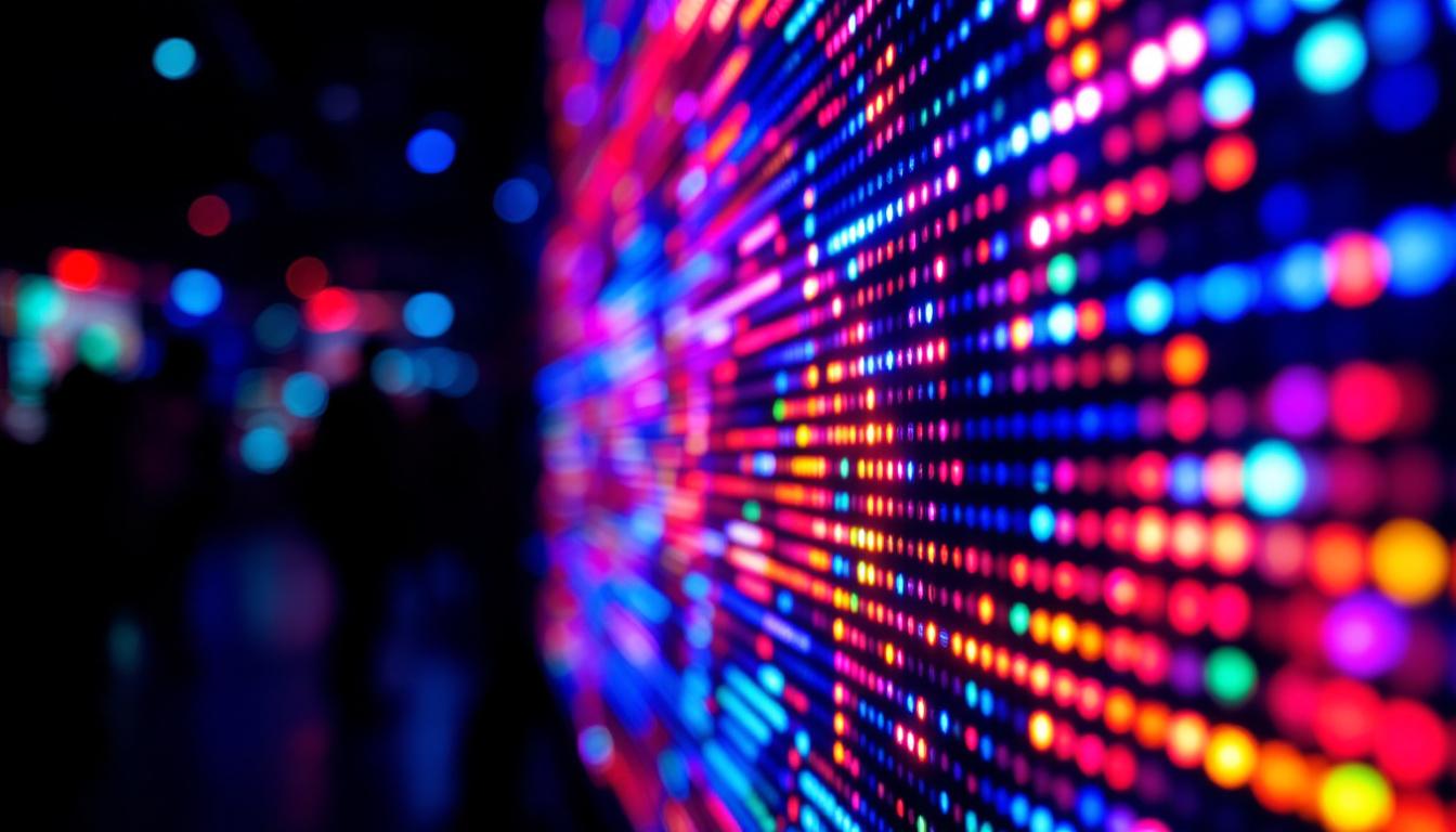 A photograph of a vibrant led display in action