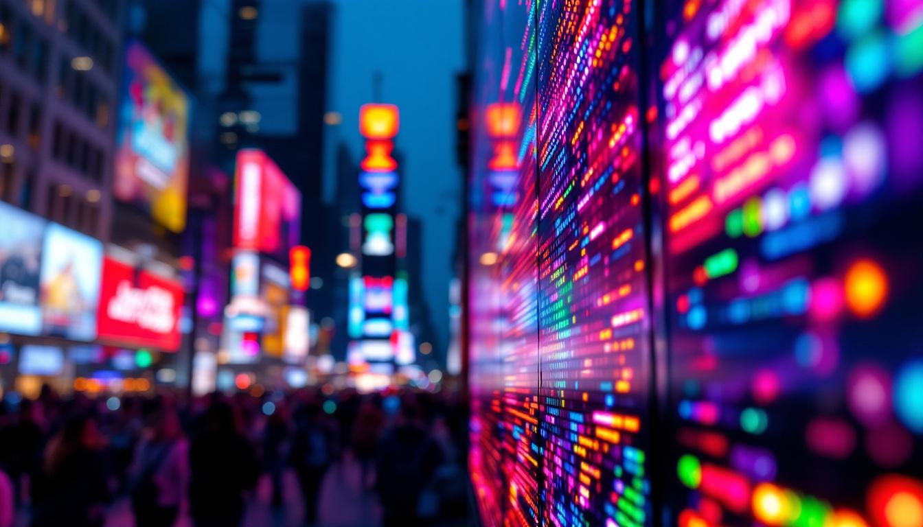 A photograph of a vibrant led display in action