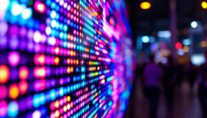 A photograph of capture a photograph of a vibrant led display in action
