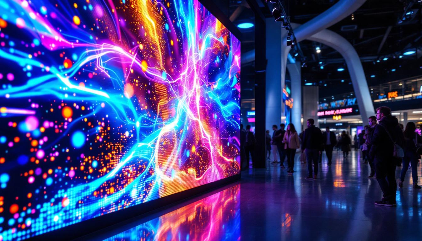 A photograph of a vibrant led display in action