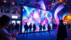 A photograph of a vibrant portable led video wall in action at an event