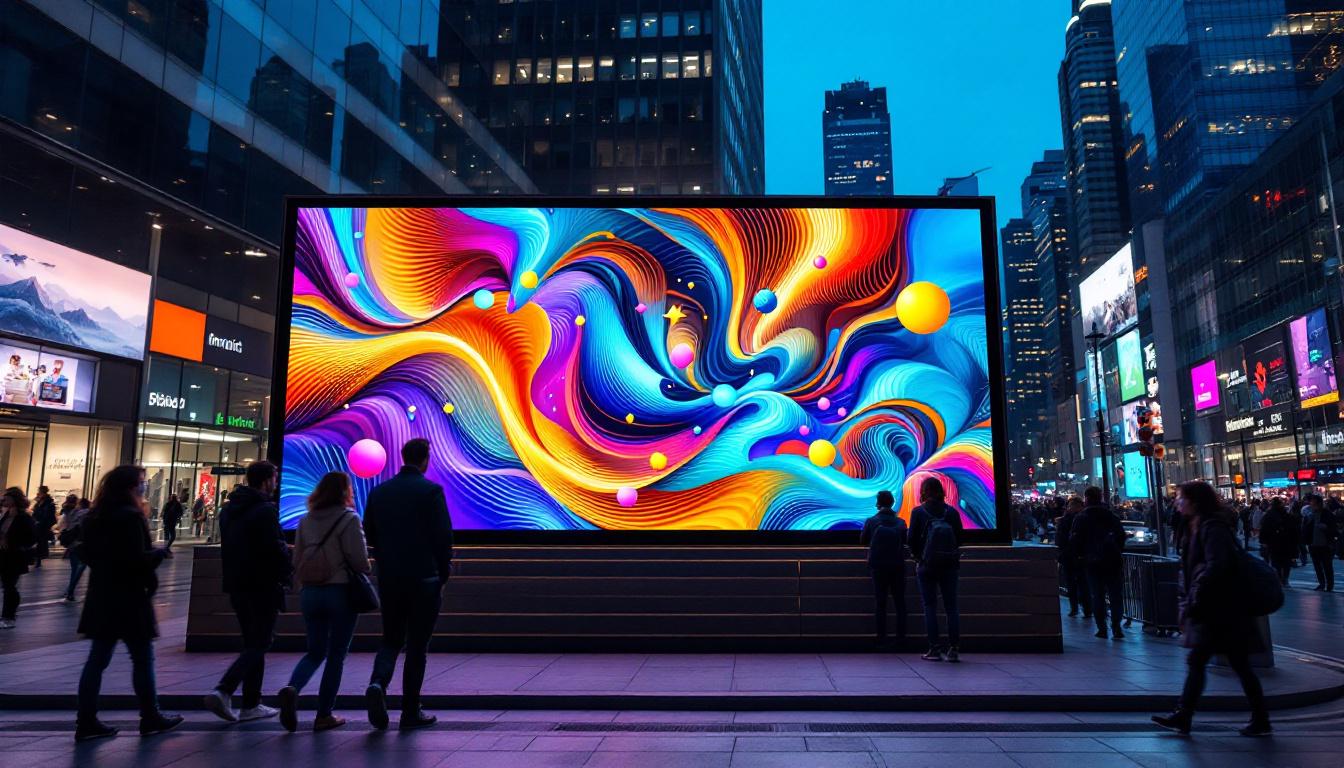 A photograph of a vibrant outdoor led display board in use
