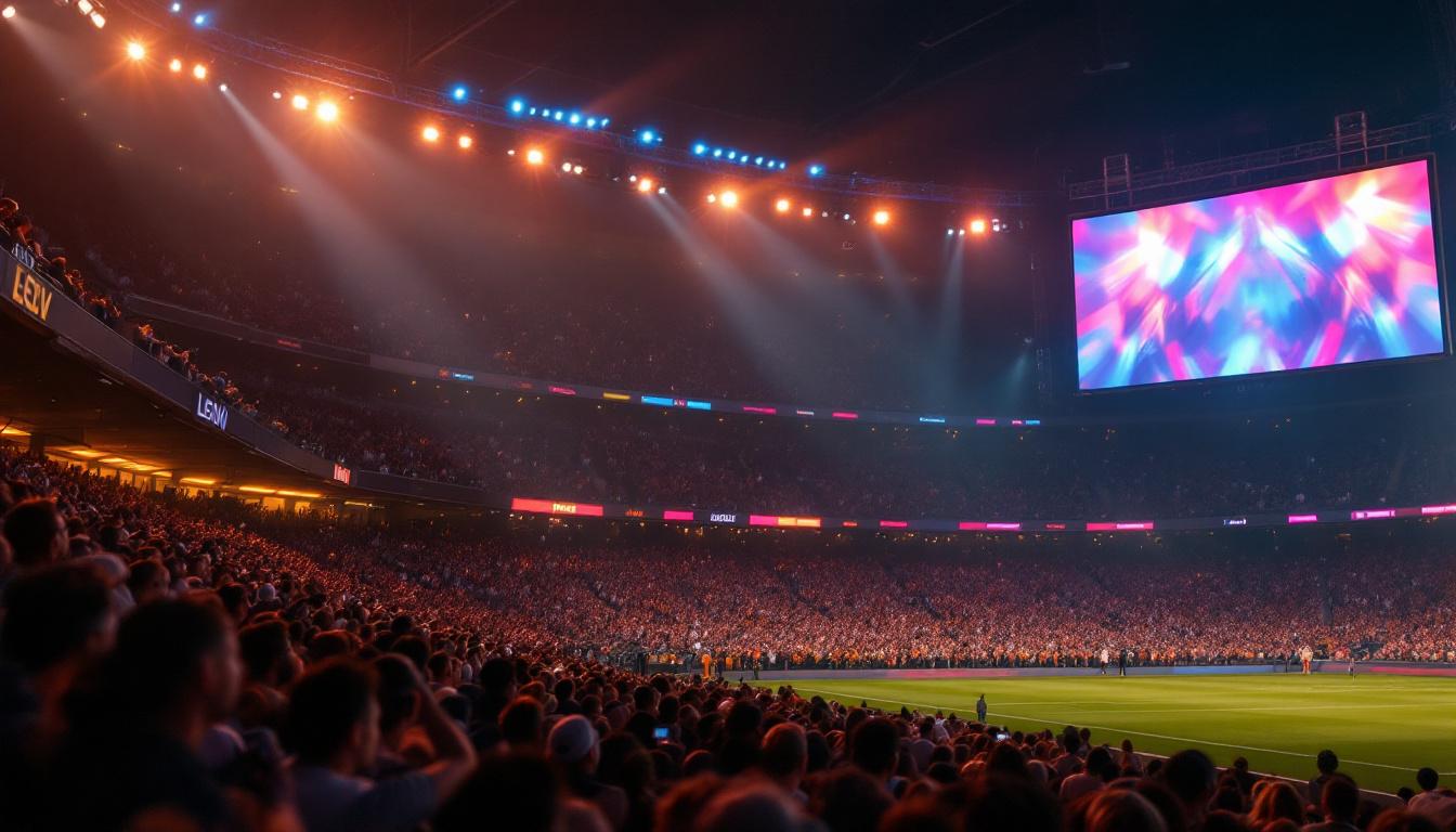 A photograph of a vibrant led stadium screen in action during a live event