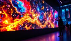 A photograph of capture a photograph of a vibrant micro led video wall in action