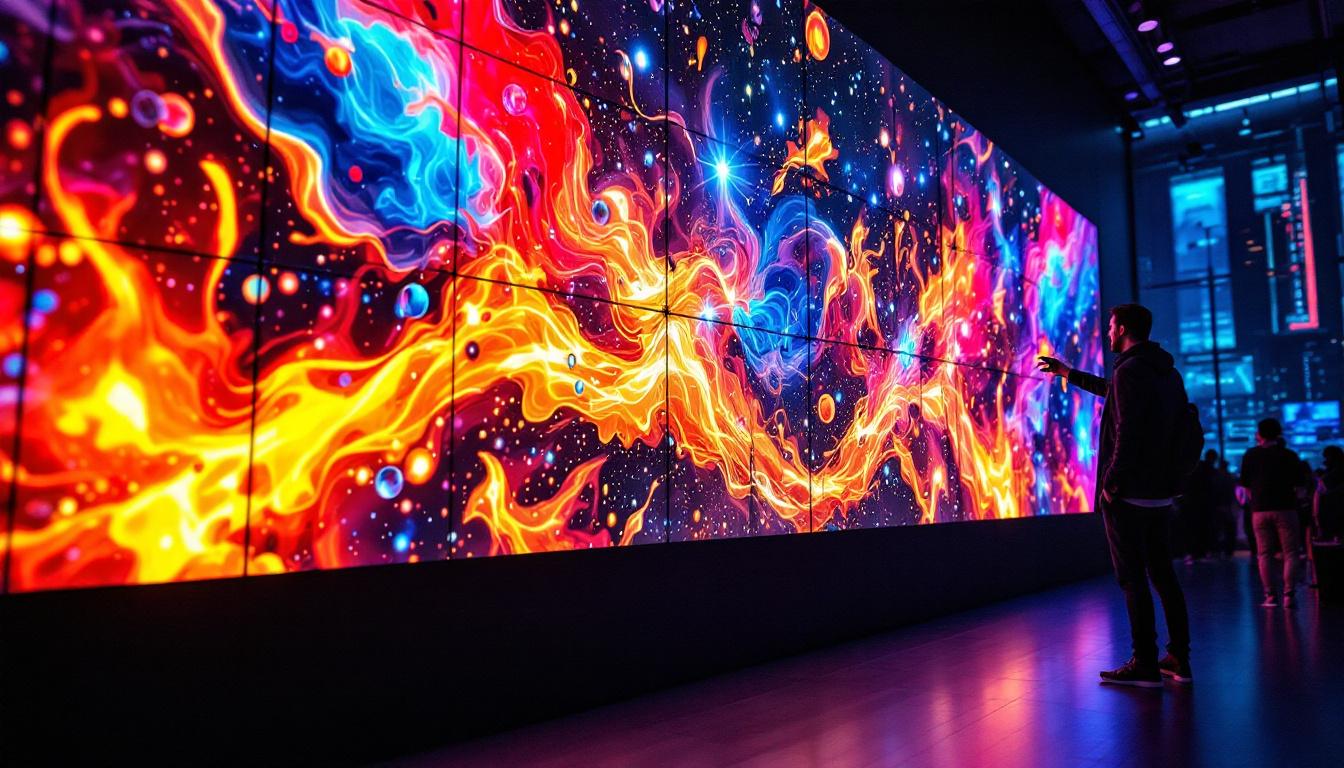 A photograph of capture a photograph of a vibrant micro led video wall in action