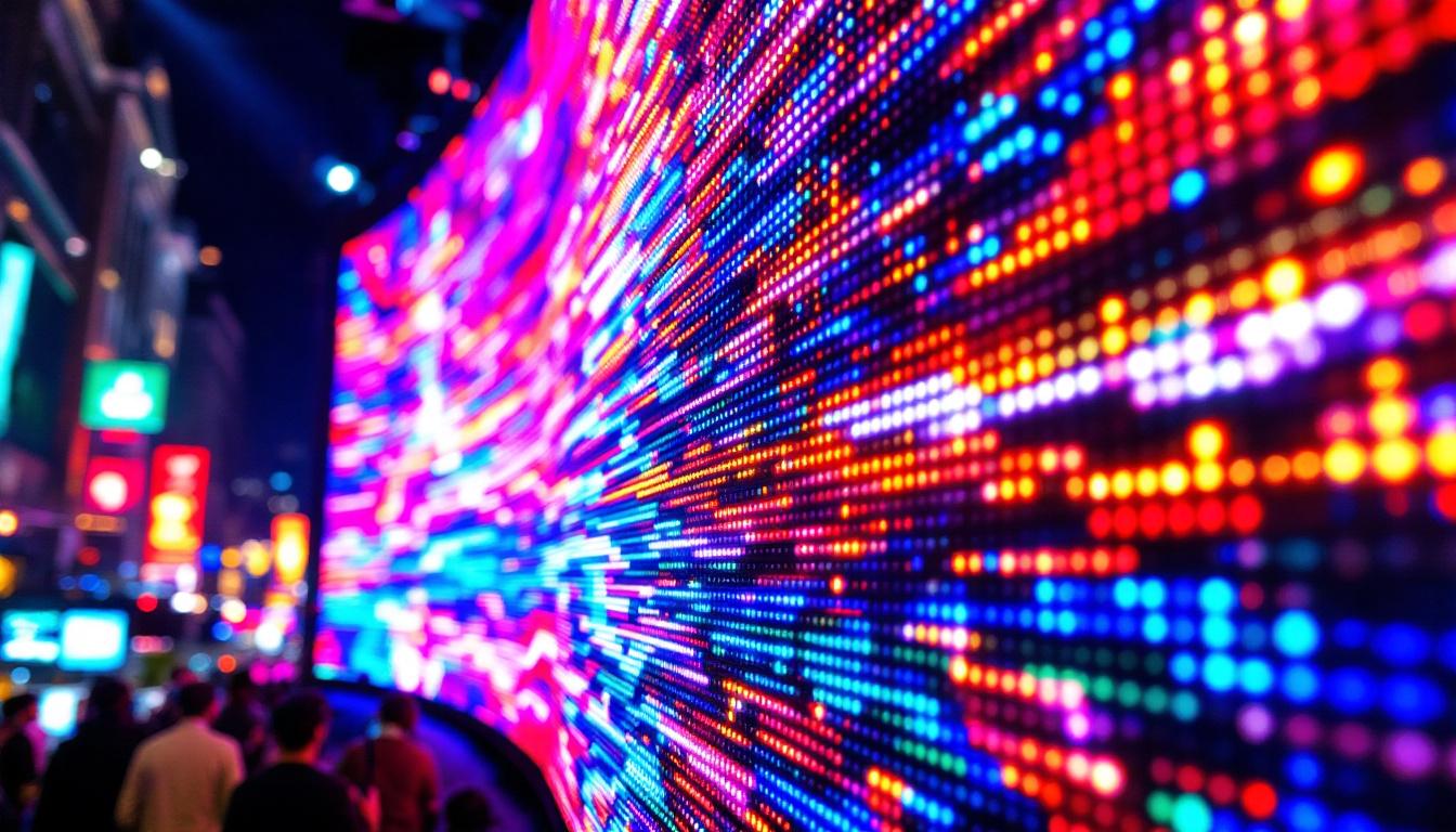 A photograph of a vibrant led display in action