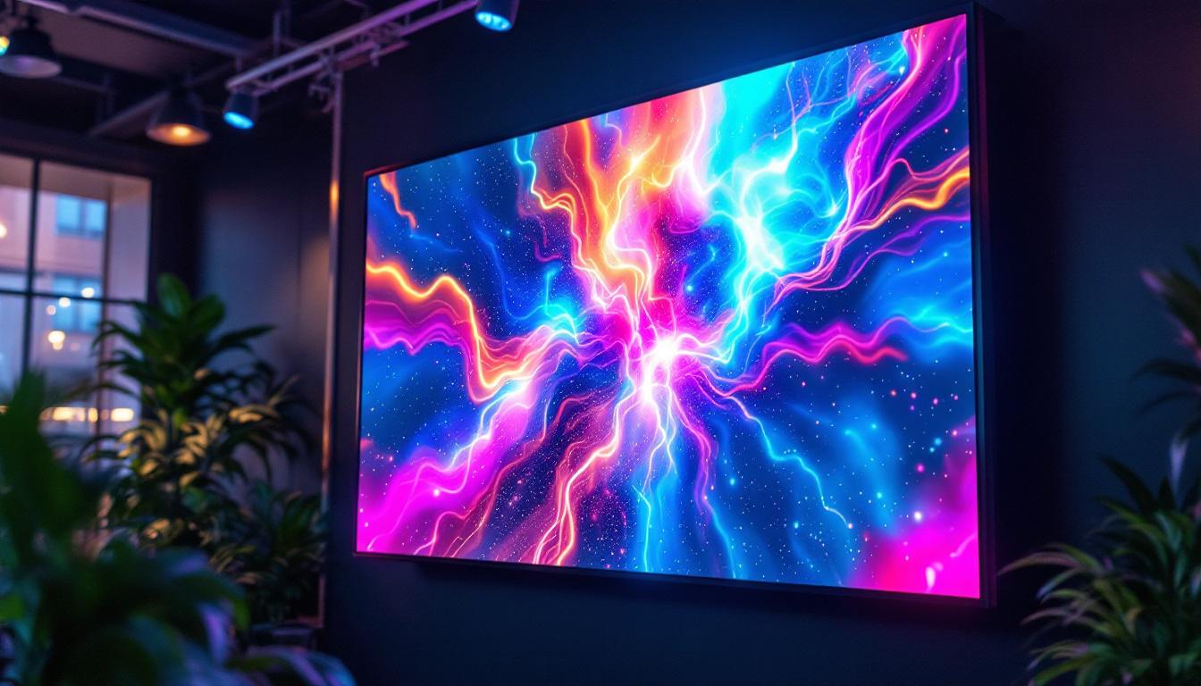 A photograph of a large led panel in a dynamic setting