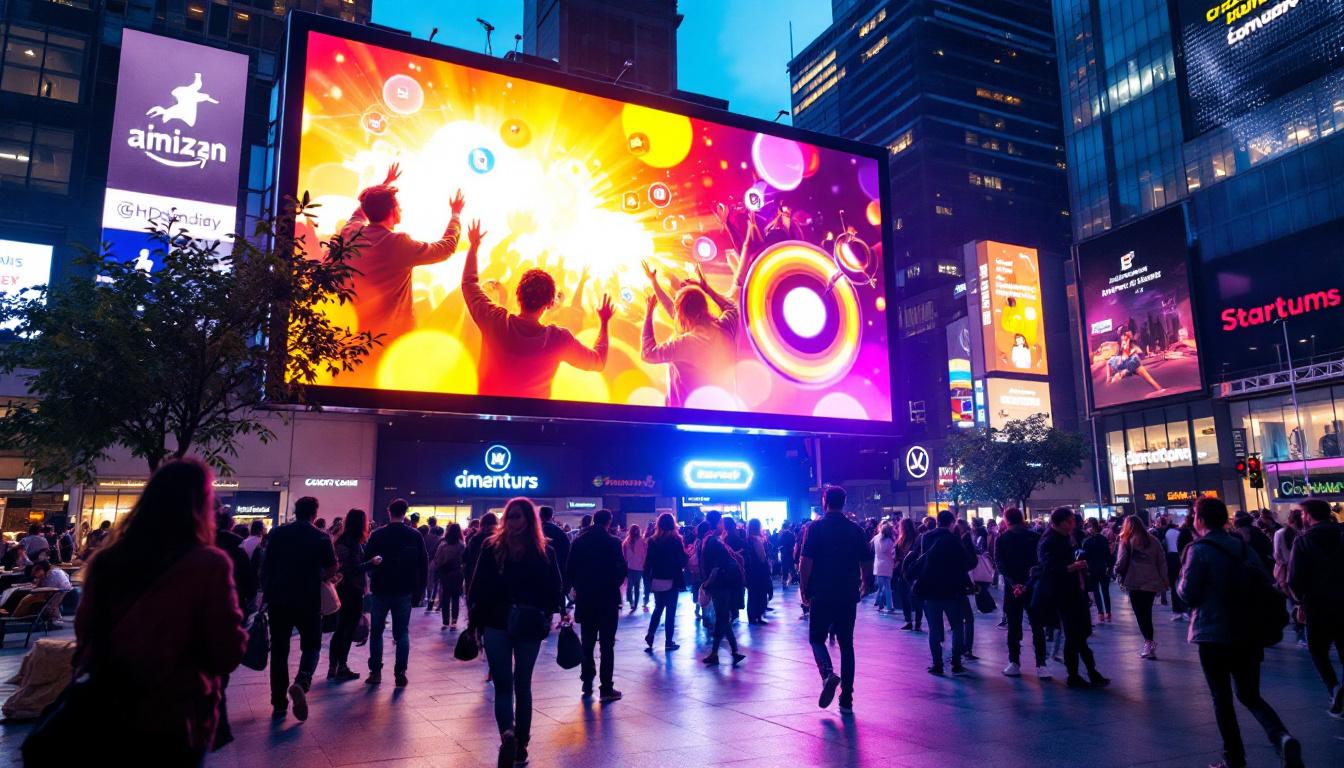 A photograph of a vibrant jumbotron led display in action