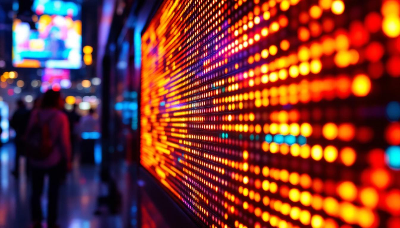 A photograph of a vibrant custom led display in action