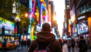A photograph of a vibrant led display in action