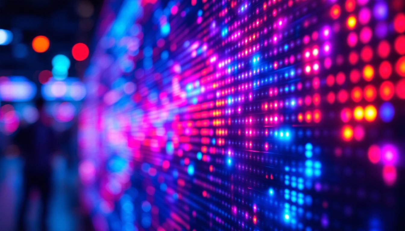 A photograph of a vibrant led display in action