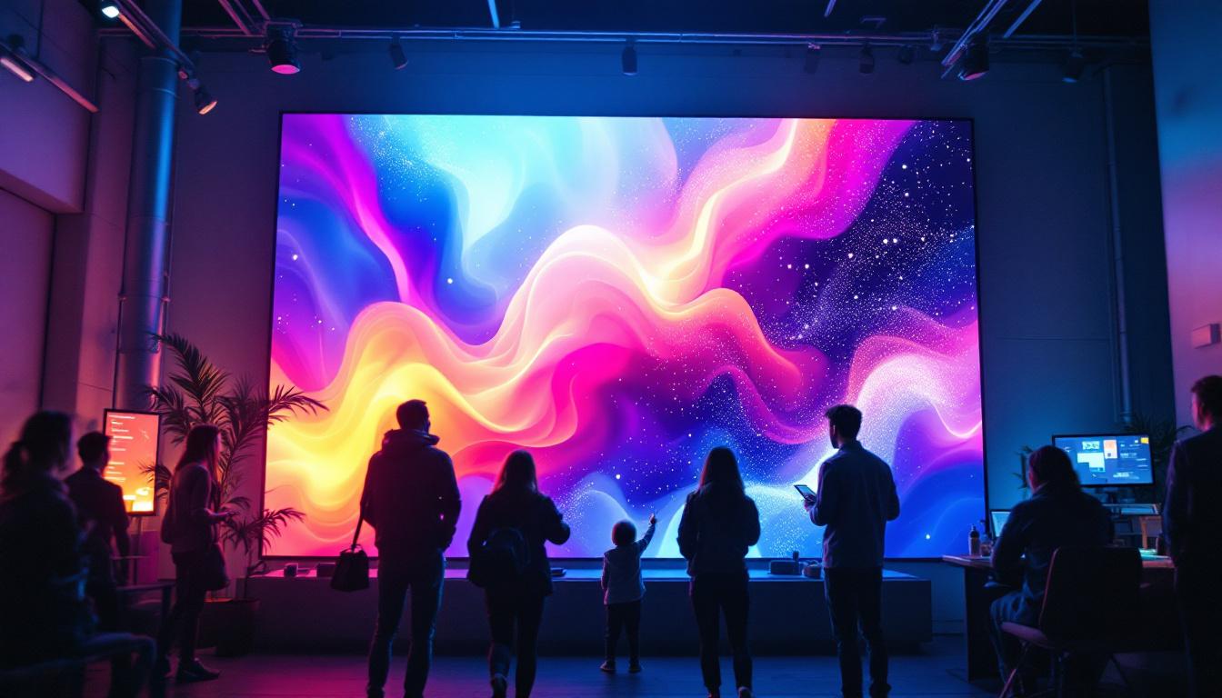 A photograph of a vibrant used led wall display in a dynamic setting
