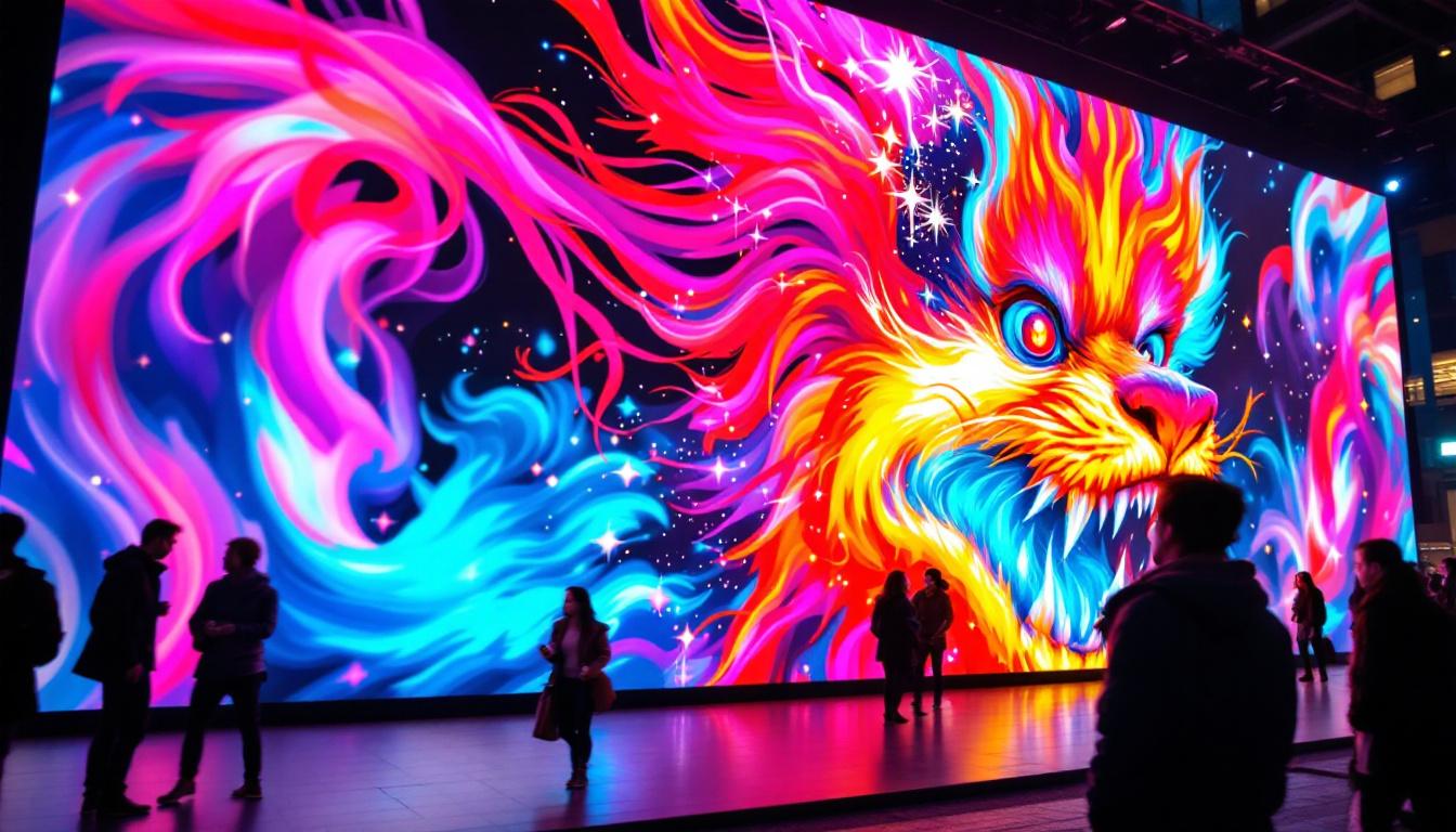 A photograph of a vibrant outdoor led display in action