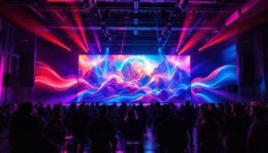A photograph of a vibrant 2.6mm led wall in action