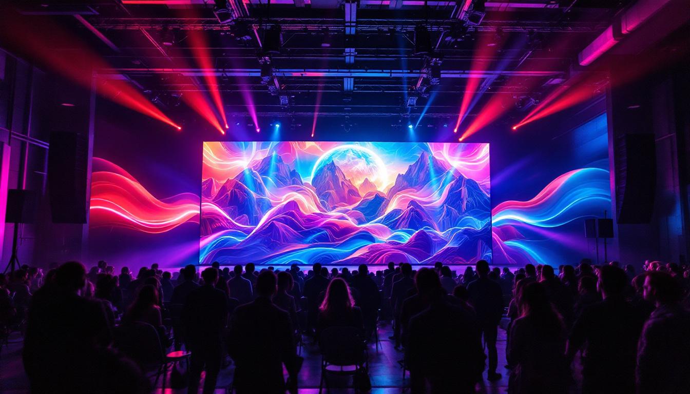 A photograph of a vibrant 2.6mm led wall in action