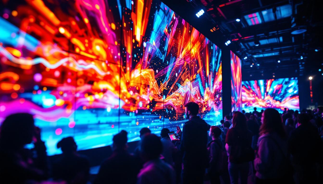 A photograph of a vibrant led display in action