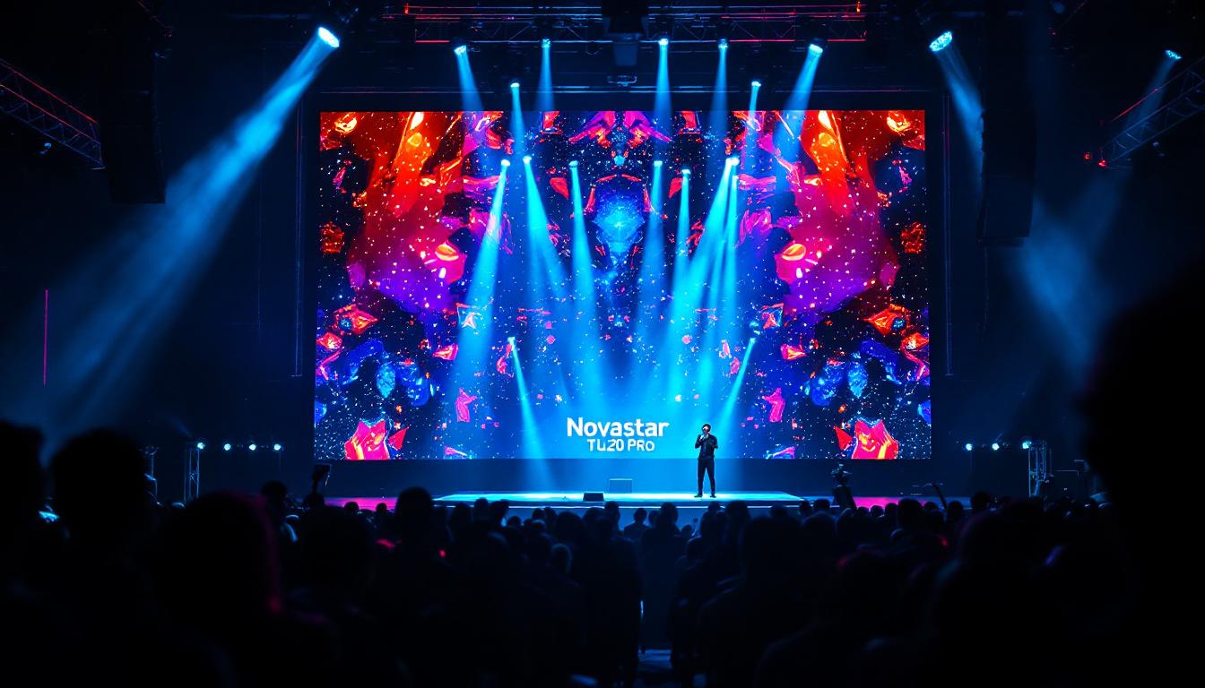 A photograph of capture a photograph of the novastar tu20 pro led display in a dynamic setting