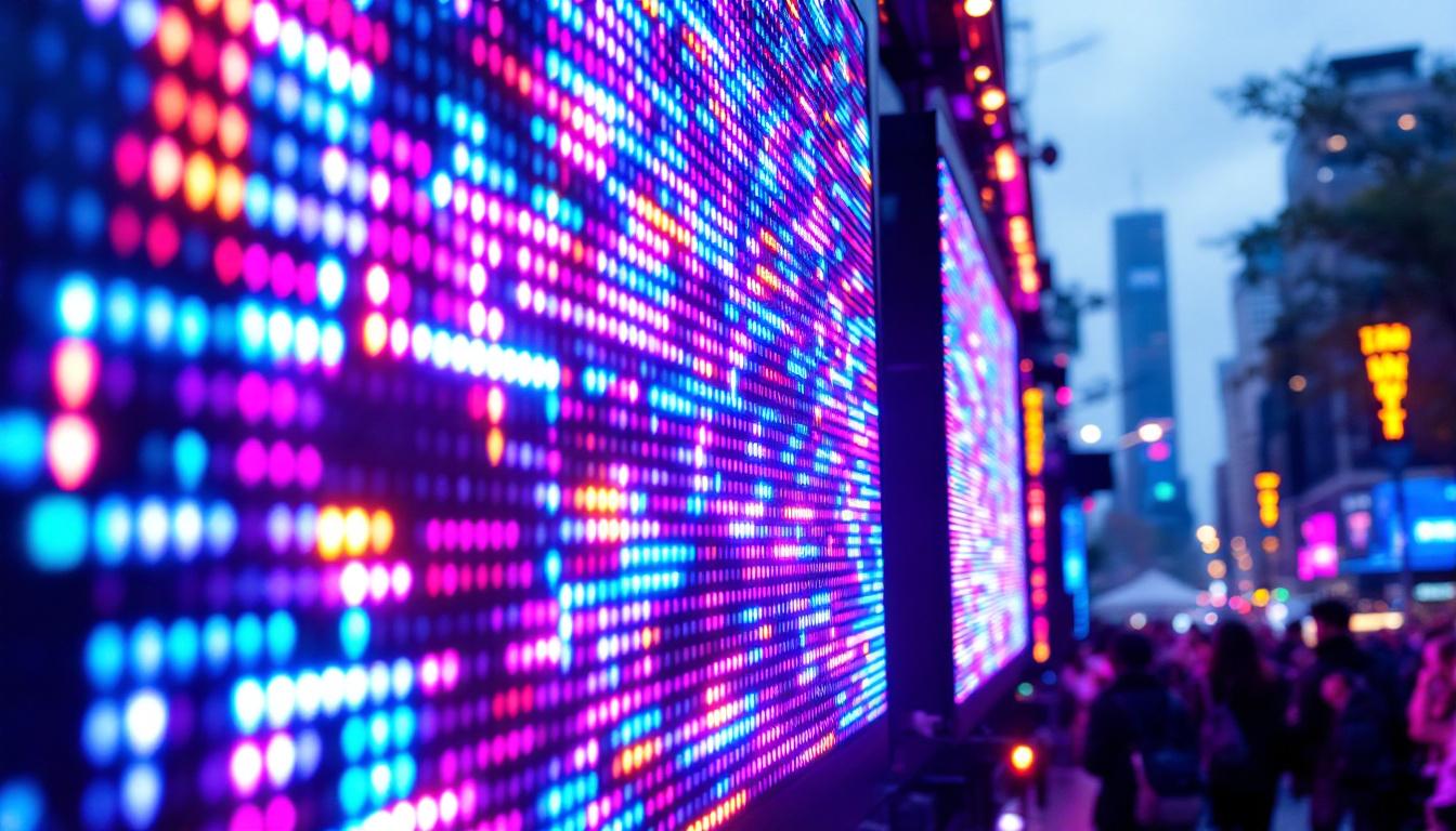 A photograph of a vibrant led display in action