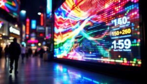 A photograph of a vibrant led display in action