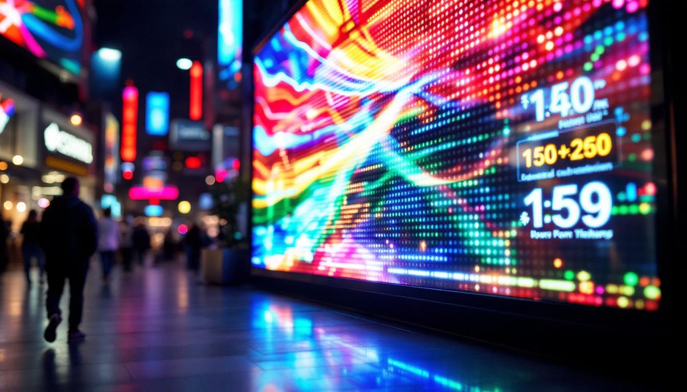 A photograph of a vibrant led display in action