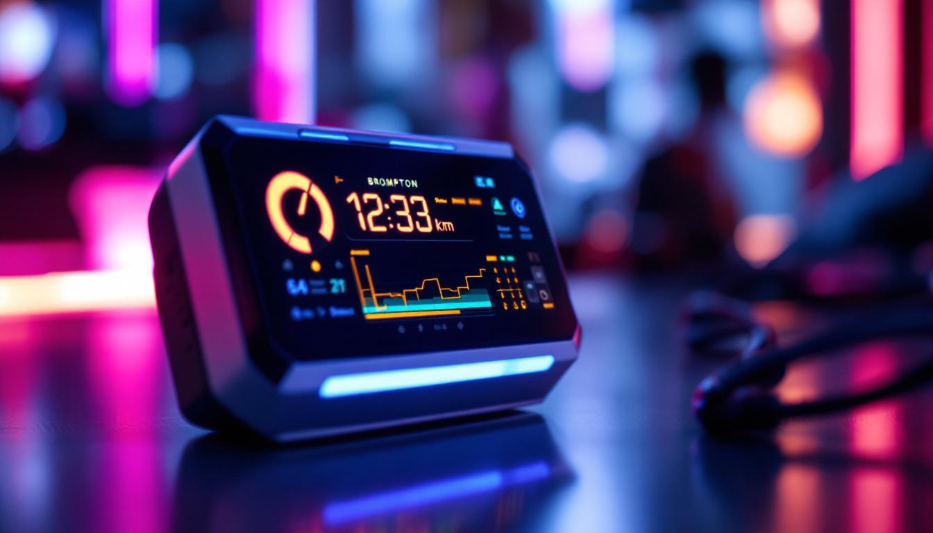 A photograph of a close-up shot of a brompton processor with its led display illuminated