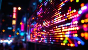 A photograph of capture a photograph of a vibrant led display in action