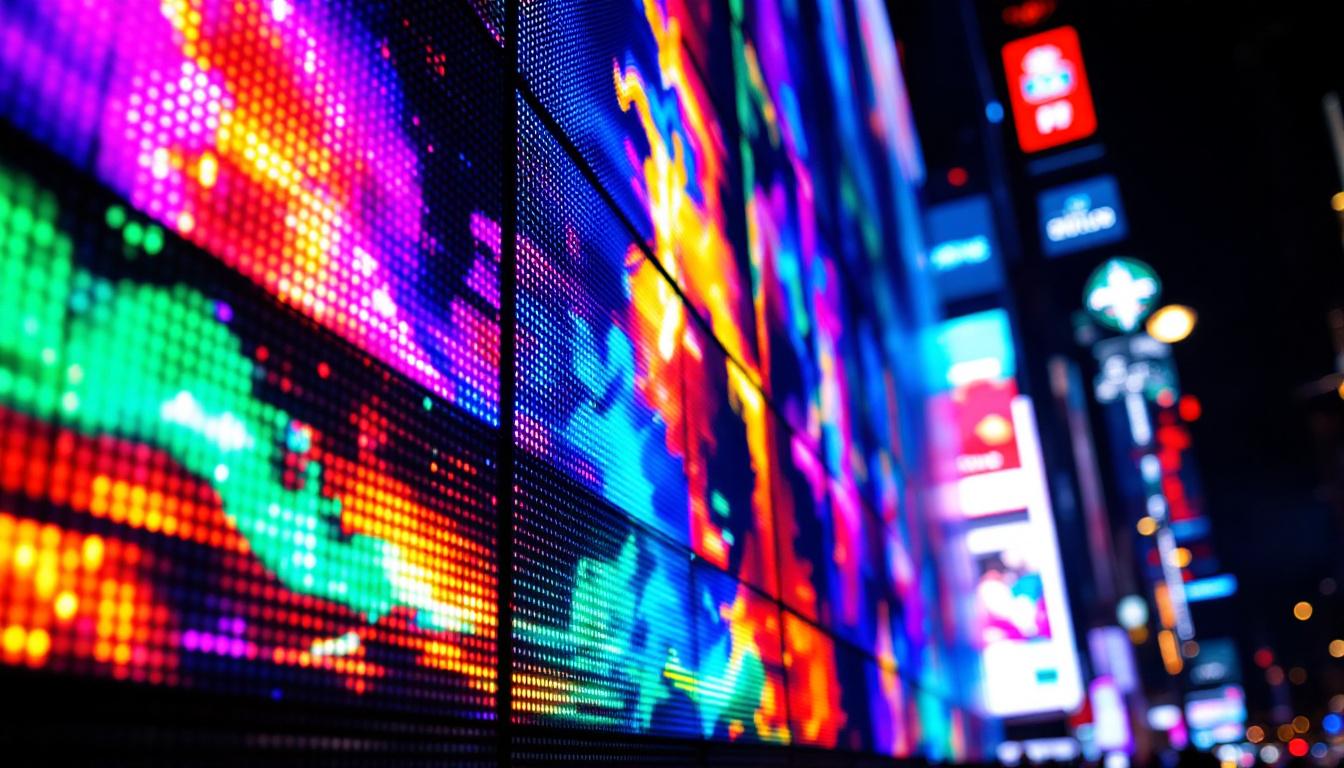 A photograph of capture a photograph of a vibrant led display in action