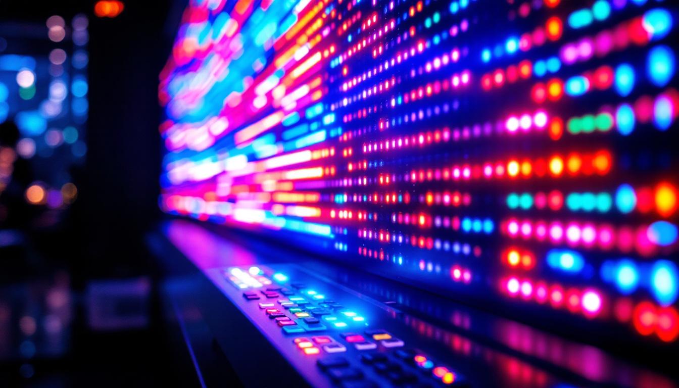 A photograph of a vibrant led display in action