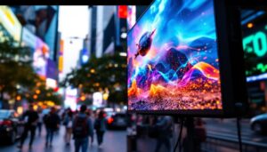 A photograph of a vibrant outdoor led display in action