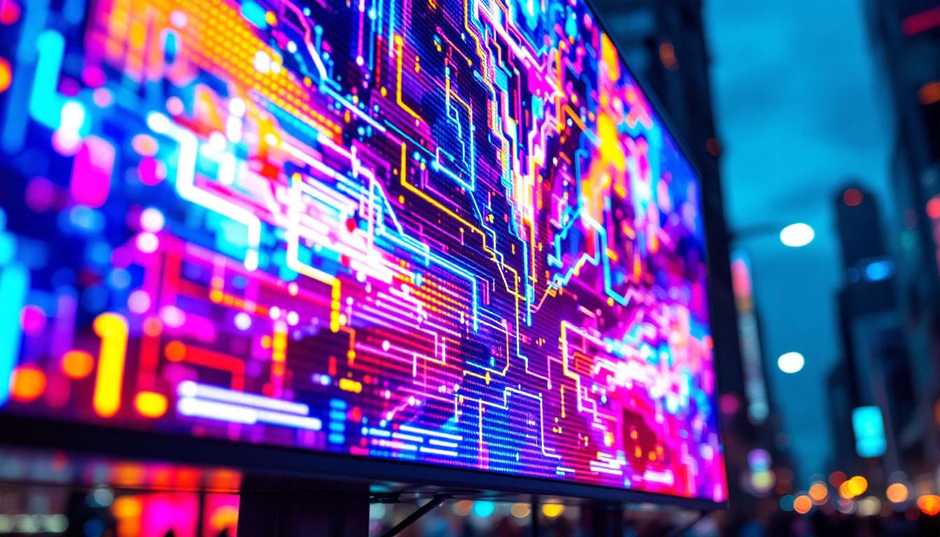 A photograph of a vibrant led display showcasing vivid colors and intricate details