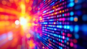 A photograph of a close-up shot of an led display showing a vibrant moiré pattern