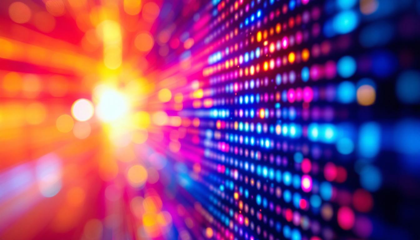 A photograph of a close-up shot of an led display showing a vibrant moiré pattern