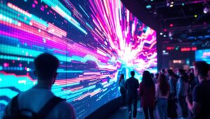 A photograph of a vibrant led wall display in action at an event