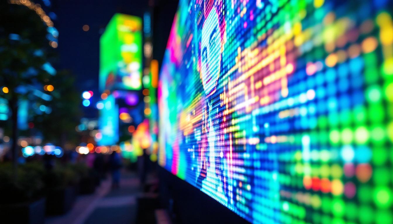 A photograph of a vibrant led display in action