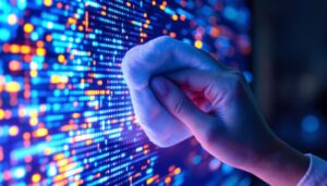 A photograph of a close-up of a person gently cleaning an led screen with a microfiber cloth